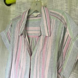 spring pastel striped linen blend button down shirt caslon from nordstrom XS